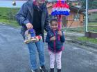 A local 5 year old and I with our "faroles" during the parade of lanterns