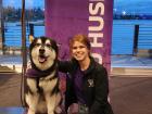 Meeting my college mascot, Dubs! 