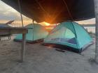 Our tent set up each night. This one had a great sunset!