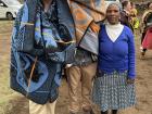Me and a fellow volunteer wearing traditional Basotho blankets on the day we met our host families during training