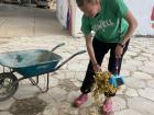 Sweeping the leaves is a typical Senegalese chore