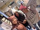 Trying on winter hats with my sister now that it's much colder here