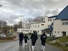 Walking in the cold to all of our meals during the softball camp