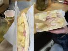 "Raclette" sandwich at the Christmas market in Paris