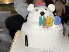 Celebrating my friend's birthday with a cute cake