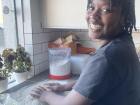 Me kneading Kleinur dough