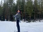 We were skiing around a lake with a circumference 1 kilometer.