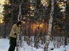 My friend and I try Nordic skiing.