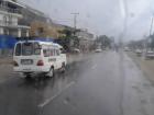 We travel on these mini buses to get around the city: the mini bus is .25c
