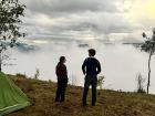 Some friends on a hillside, looking down at the "cloud forest"