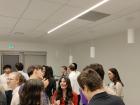ENS Rennes students chatting and enjoying wines that pair well with galettes
