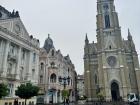 The city center of Novi Sad, including the incredibly high-steepled Catholic church