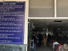 People wait right inside the entrance to the hospital until they are able to be seen by the doctor. Doctors at this hospital can see over 100 patients daily.