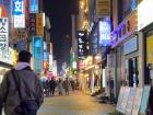 In Myeongdong, Seoul, the nightlife scene is very popular with young adults to play arcade games, eat food and hang out together.