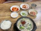 A blood sausage stew that I tried in the local market food stall... can you find the banchan (side dishes)?