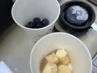 Raw sweet potato and blueberries from the gym teacher
