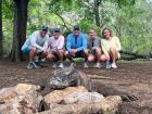 My family and I got up close with a Komodo dragon! This one is a male dragon, and he camouflages very well with the dirt and rocks