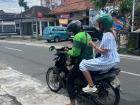 Here I am on a Gojek motorbike