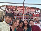 With some friends, taking a boat ride during a holiday (Dev Diwali)