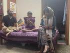 Nicola, Astha and Omesh sitting together