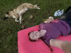 I love yoga, and I had a special guest join me in the park! Needless to say, this dog was also very relaxed.