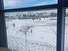 This view is from the university's library during a snowstorm