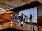 My Basic English students performing the Cha Cha slide in the talent show