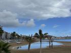 A flooded beach after the heavy rain
