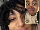 Making jokes with a friend from home on FaceTime.