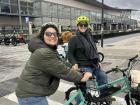 Leila, my friend and I on the bikes in A Coruña