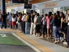 A typical line to board the bus in the morning in Madrid