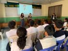 Gabi and I presented on the importance of learning English to groups of 100 students during orientation week