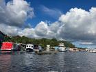 Boats docked along the Amazon River