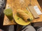 A very good sandwich and a very mediocre matcha