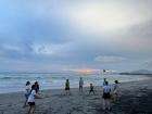 Playing volleyball at the beach!