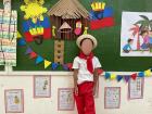 My five-year-old host brother in a cultural costume at his school