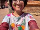 This is what I looked like after the Hindu holiday, Holi. We threw colors at each other and got chased by children with water guns. Early in the morning, I heard Satwik playing Holi with his friends right outside the house