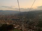 This view is from one of the city's cable cars at sunset