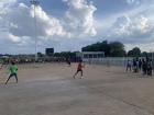 Just another day of tennis practice: notice how other events mean even less space for us and a lot of people walking through!