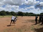 Baseball league game between the Form 4 and Form 2 teams last Saturday. They are really catching on!