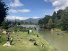 Families flying kites at Simon Bolivar Park