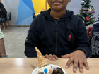 Adhvik with his favorite food, ice cream