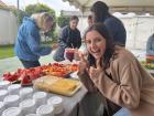 Tuvimos una "potluck" (no hay una traducción directa de esta palabra aquí) durante el entrenamiento para intercambiar platos típicos estadounidenses y ecuatorianos. Mi amiga Gaby y yo hicimos cuadraditos de limón