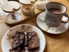 A brownie and hot chocolate at Yumbo's chocolate shop in the Centro Histórico.