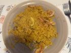 This is homemade paella, made by my host mom! Paella is seasoned rice with seafood, meat and veggies, and topped with some lemon juice.