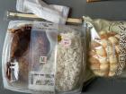 Katsudon bento, melon bread and chopsticks