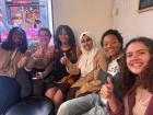Girls from my language class drinking coffee on our break 