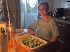 Eating dinner in the dark with my host mom during the major blackout that happened, here, in May 2025