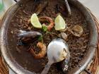 "Paella" in Sitges, a small city near Barcelona--the "paella" in Catalunya is slightly different from "paella" in the other parts of Spain 