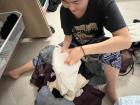 The cheap airlines here only let you take a backpack on the flight, so we do a lot of folding and squishing when we pack!